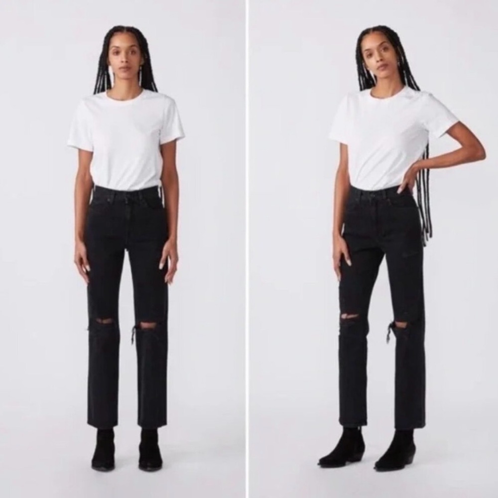 SLVRLAKE London Jeans Women's Size 26 Straight Leg Distressed Black - Picture 2 of 11